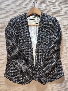 By Malene Birger Black & White Tweed Open Blazer